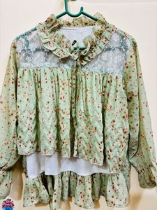 Pista Green Women Floral Top
