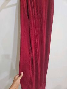 Burgundy Pleated Maxi Dress