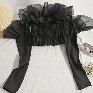 Imported Ruffled Off-Shoulder Top