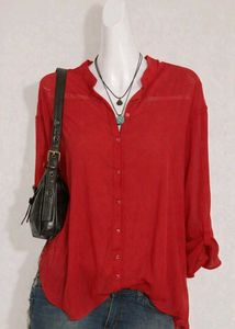 Sheer Red Button-Down Shirt❤️
