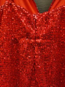 High Slit Red Sequins Party Dress