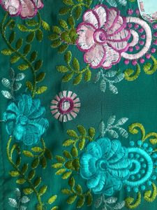 Elegant Embroidered Green Saree