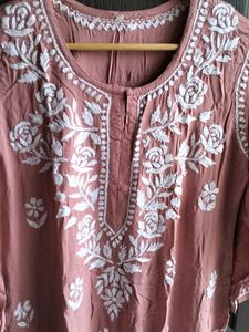 Chikankari Kurta Dusty Pink