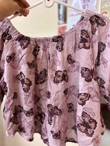 Pink Butterfly Print Casual Top