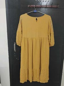 Boho Embroidered Mustard Dress