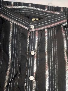 Men&#39;s Black Striped Kurta