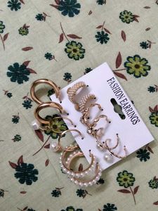 Earring Set - Gold Hoops &amp; Pearl Accents