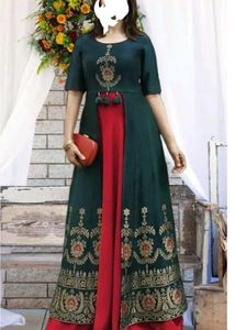 Red And Green A line Designer Kurti