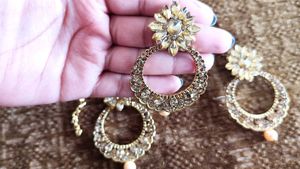 Golden Nath Jhumkas Set