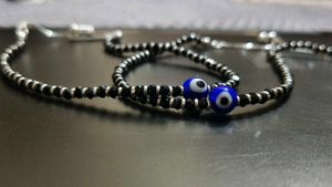 Evil eye pure silver anklet