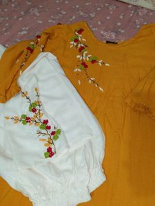 Only One Time Used Kurta With Pant Hand Embroidery