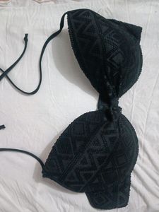 Black Textured Bikini Bra🖤