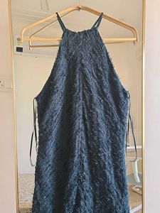 ZARA Halter Gown with Fringe - Dark Green