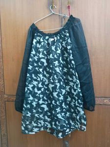 Black Print Chiffon Top