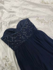 Elegant Navy Beaded Gown