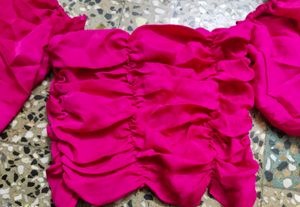 Pink Crop Top with Bell Sleeves