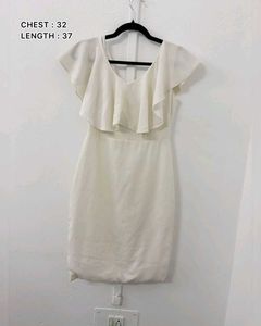 White Ruffle Bodycon Dress
