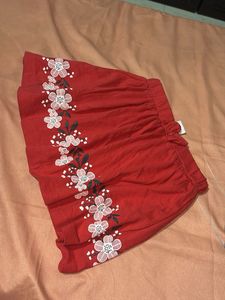 Red Floral Print Shorts