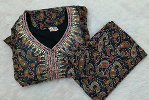 Blue Alia Cut Kurti Duptta