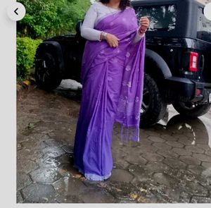 Elegant Purple Saree with readymade blouse bust 36