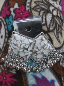 White Enamel Drop Earrings