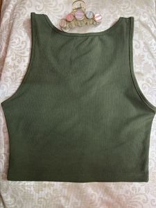 Olive Green Ribbed Tank Top