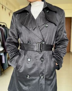 Black Long Coat With Belt