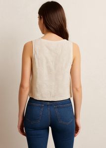 New Max Cream Sleeveless Top For Ladies