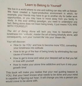 I am selling a book named the art of being alone