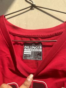 Dillinger Women Red Print Longline Tshirt