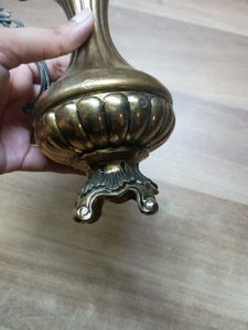 Brass Vase Pitcher With Floral Designs. Made in It