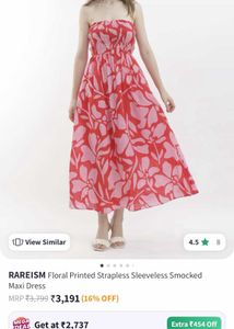 Rareism Floral Printed Smocked Dress