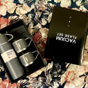 Stainless Steel Grey Vaccum Flask Set