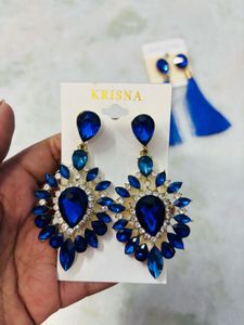 Blue Gemstone Earrings pack of 2