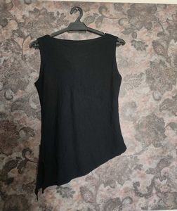 Y2k Asymmetric Cowl Neck Side Slit Top