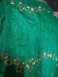 Green &amp; Gold Embroidered Dress