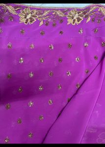 Magenta Saree Without Blouse