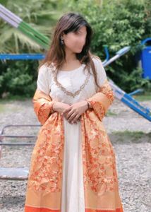 Off White Anarkali With Duppata