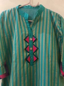 Striped Teal Tunic Top