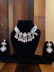 Pink Stone Necklace &amp; Earring Set