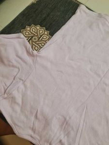 Lilac Ribbed Keyhole T-Shirt