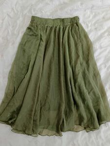 Olive Green midi Skirt