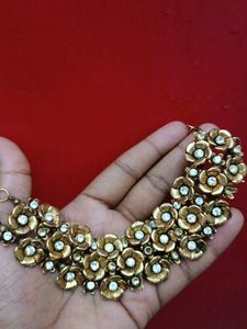 Golden Flower Work Necklace 😍🥰