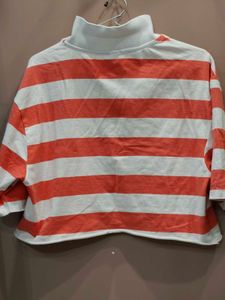 Striped Crop Polo Top