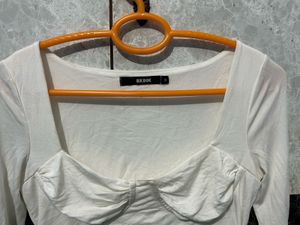 White Long Sleeve Crop Top