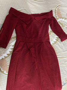Burgundy Off-Shoulder Jumpsuit