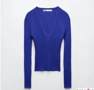 Zara Ribbed Vneck Top