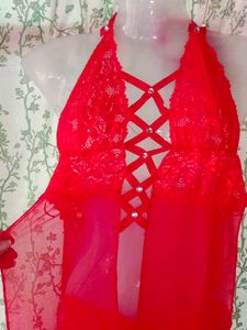 sexy Red Lace Lingerie Nightgown