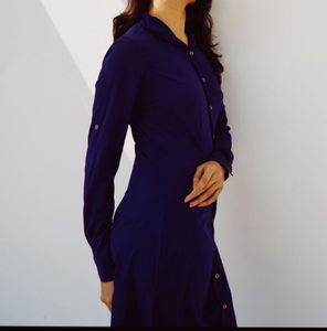 Elegant Navy Button-Down Dress