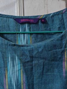 ✨ Teal Ikkat Print South Cotton Kurta | Size M ✨